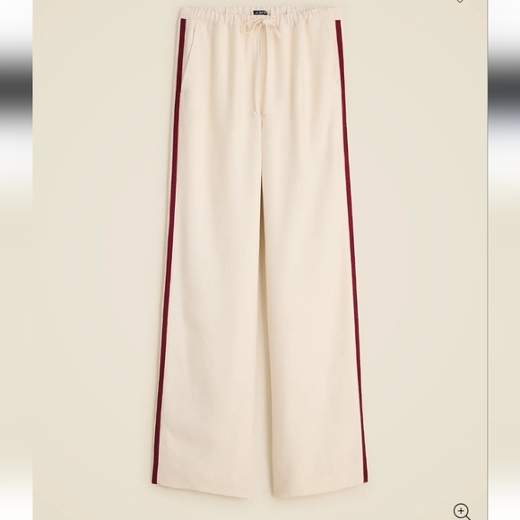 J. Crew Stratus side-stripe pant in luster canvas Size S Ivory Red $198 CK016 - Picture 2 of 10